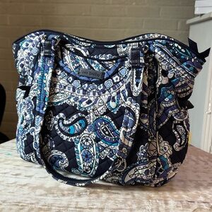 Vera Bradley Quilted Paisley Tote in Navy and Aqua
